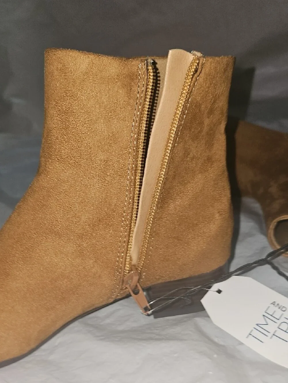 Time and Tru Women's Size 6 Zippered Ankle Boots Cognac New